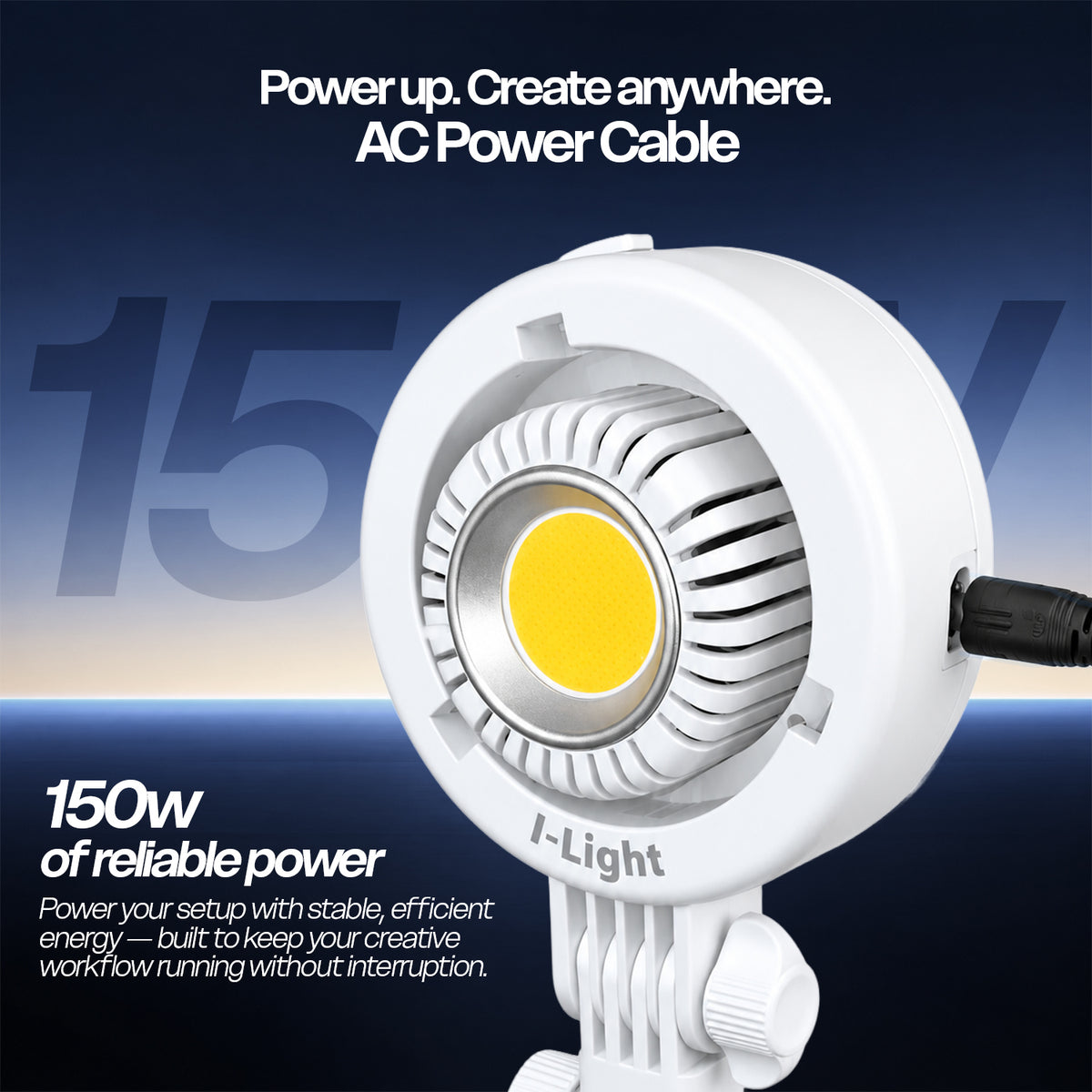 I Light 150W LED Studio Light, 2700K-6500K CCT, CRI 95+, App Control