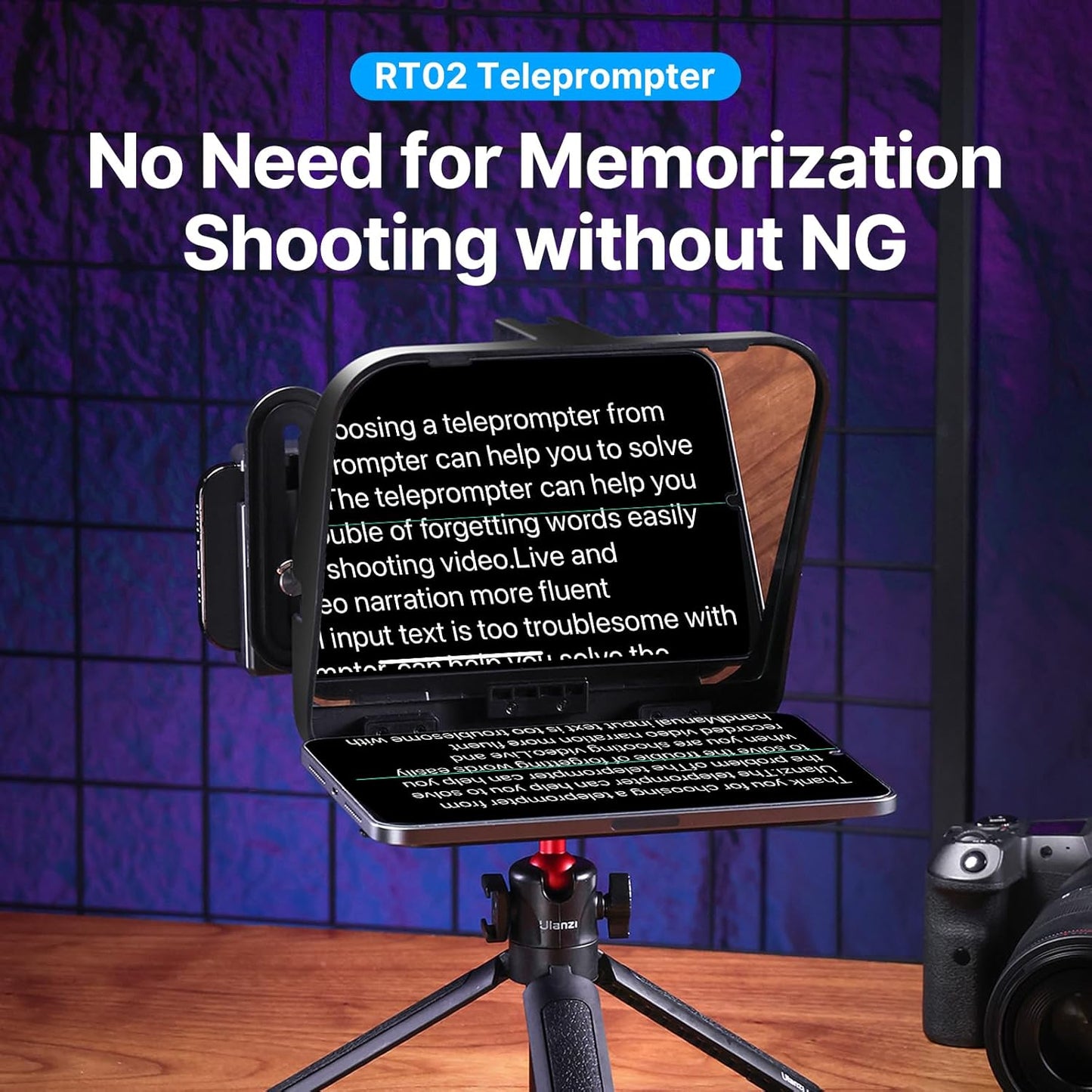 Ulanzi RT02 Universal Teleprompter for Tablets and Smartphones with Remote Control R004GBB1