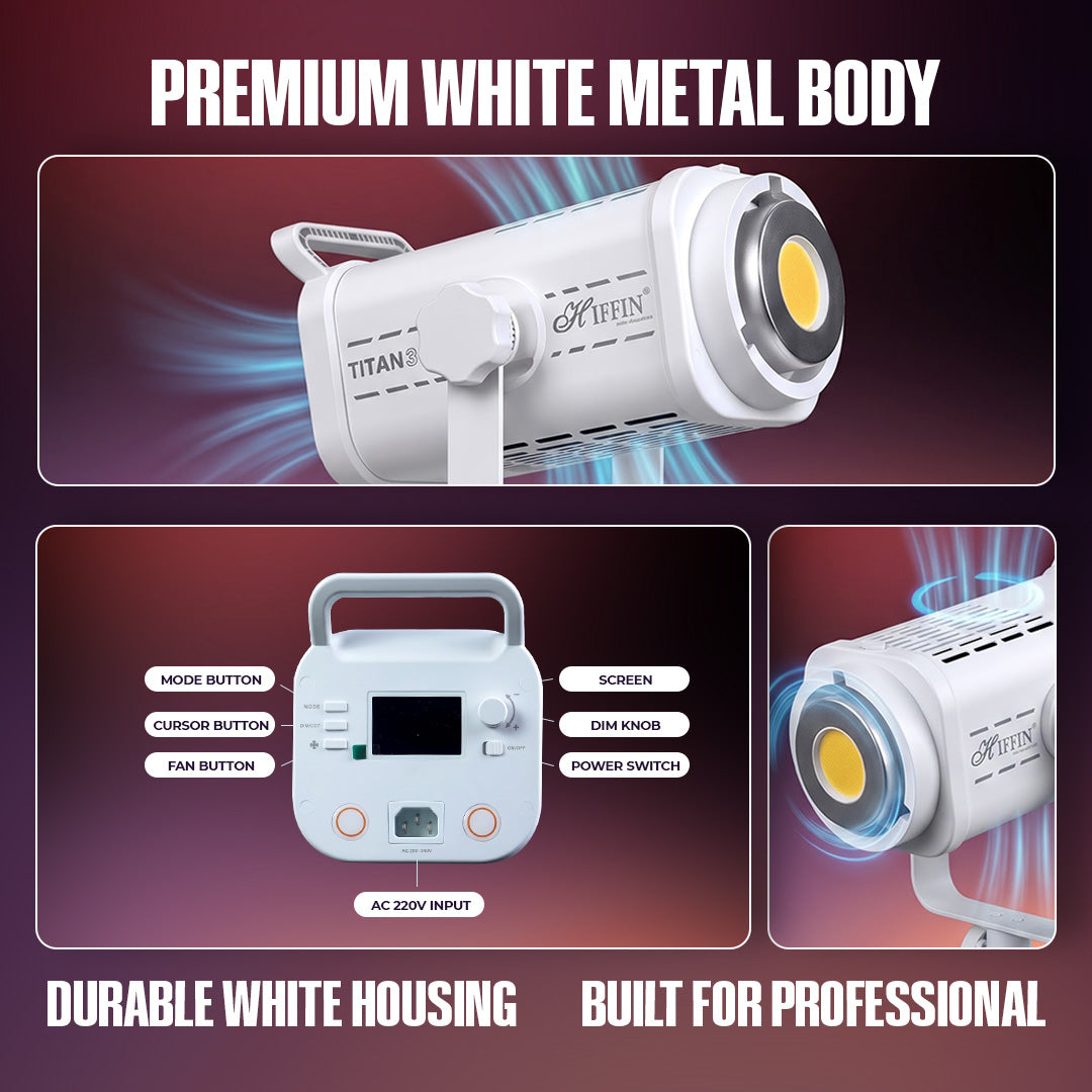 Titan 300W COB LED Video Light, Bi-Color 2700K-6500K, App Control, Bowens Mount