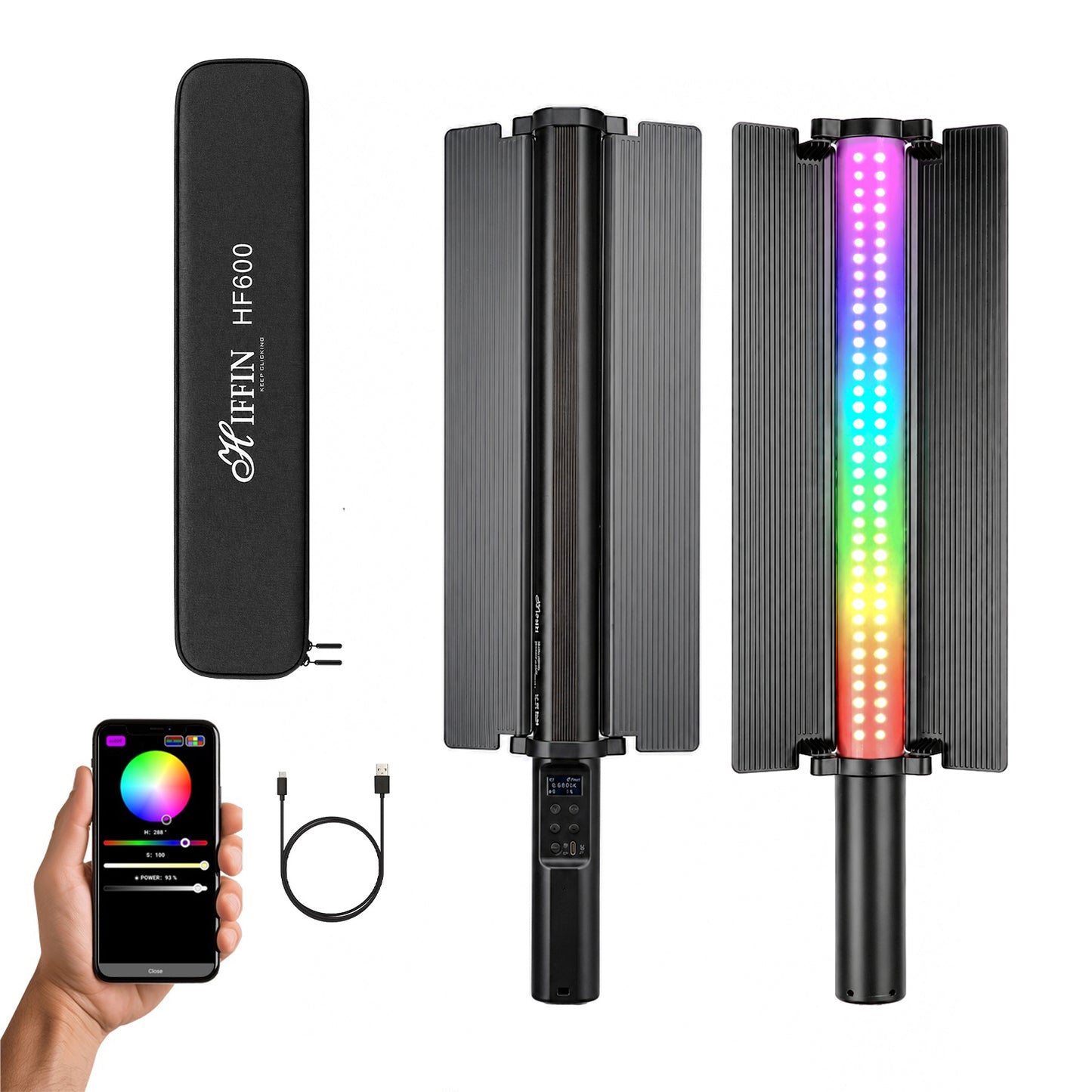 HF-600 Professional RGB  Stick Light | 24W Power | CCT 2500K-9900K | 5200mAh Battery | 24 Effects