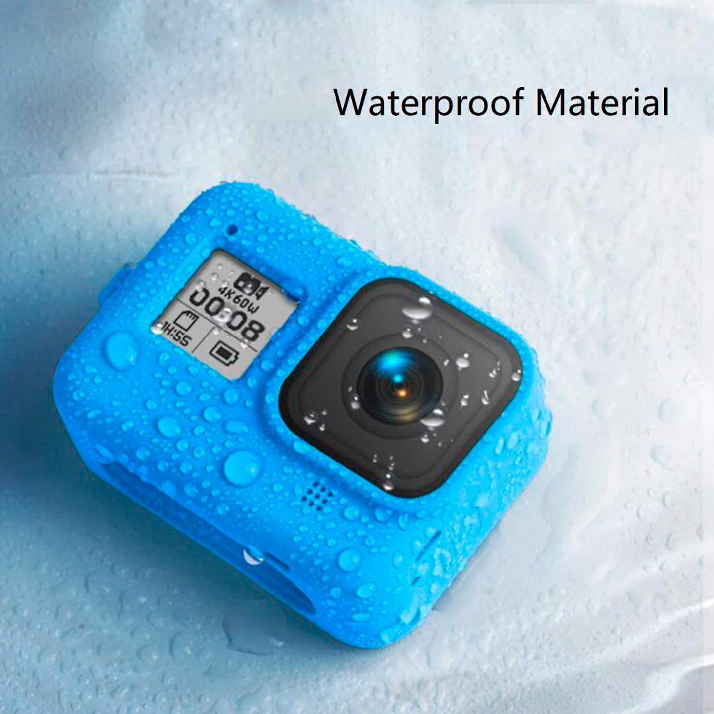HIFFIN® Protective Silicone Sleeve Case + Lanyard Accessories Soft Rubber Frame Cover Protection for Go Pro Compatible with GoPro Hero 8 Black Action Camera (Blue)