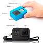 HIFFIN® Protective Silicone Pack of 2 pcs Sleeve Case + Lanyard Accessories Soft Rubber Frame Cover Protection for Go Pro Compatible with GoPro Hero 8 Black Action Camera (Black+Blue)