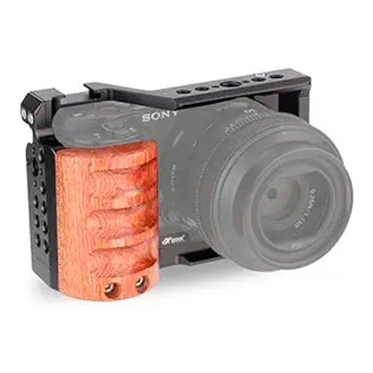 HIFFIN Upgrade Metal Cage with Wood Handle for Sony Alpha ZV-E10 Video Shooting Accessories, Cold Shoe Mic/Light Extension Video Cage Vlogging Camera Kit