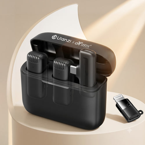 Ulanzi J12 Wireless Lavalier Mic for USB-C, iPhone & iPad, 2in1 Adapter, 65ft Range, Case