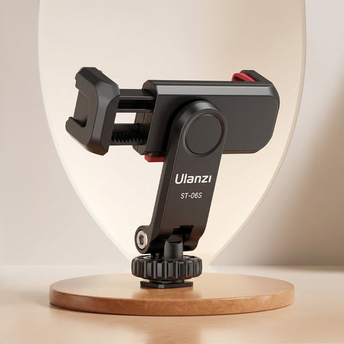 Uanzi ST-06S Universal Smartphone Mount with 2 Cold Shoes, 360° Rotation, Adjustable Clip