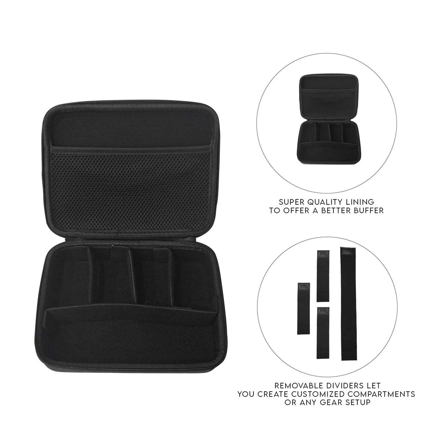 TELESIN Carrying Case for Go pro Hero, DJI Osmo Pocket Action, Insta360 One X, More, Hard Protective Travel Bag with 4 Moveable Dividers for More Accessories, Black