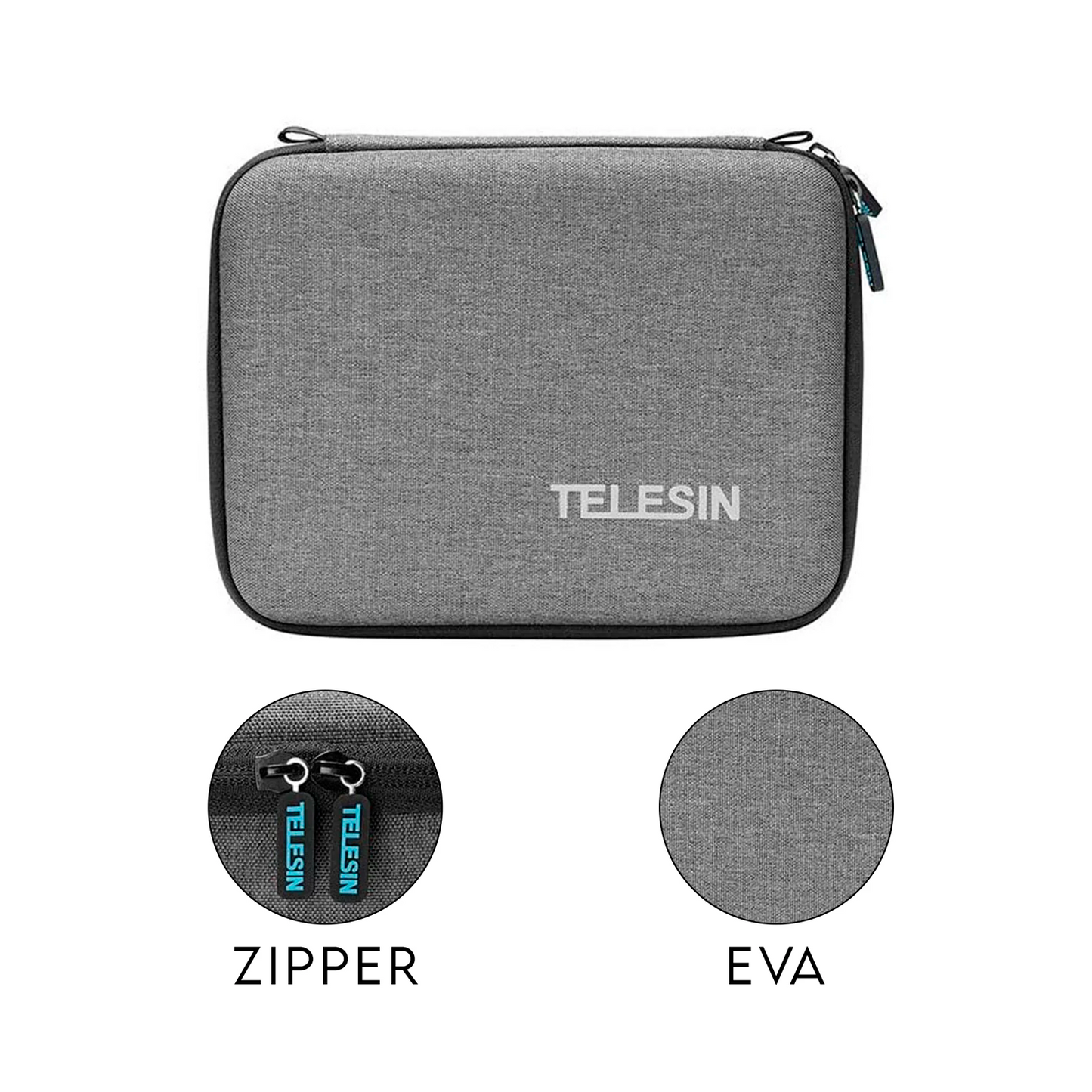 TELESIN Carrying Case for Go pro Hero, DJI Osmo Pocket Action, Insta360 One X, More, Hard Protective Travel Bag with 4 Moveable Dividers for More Accessories, Black