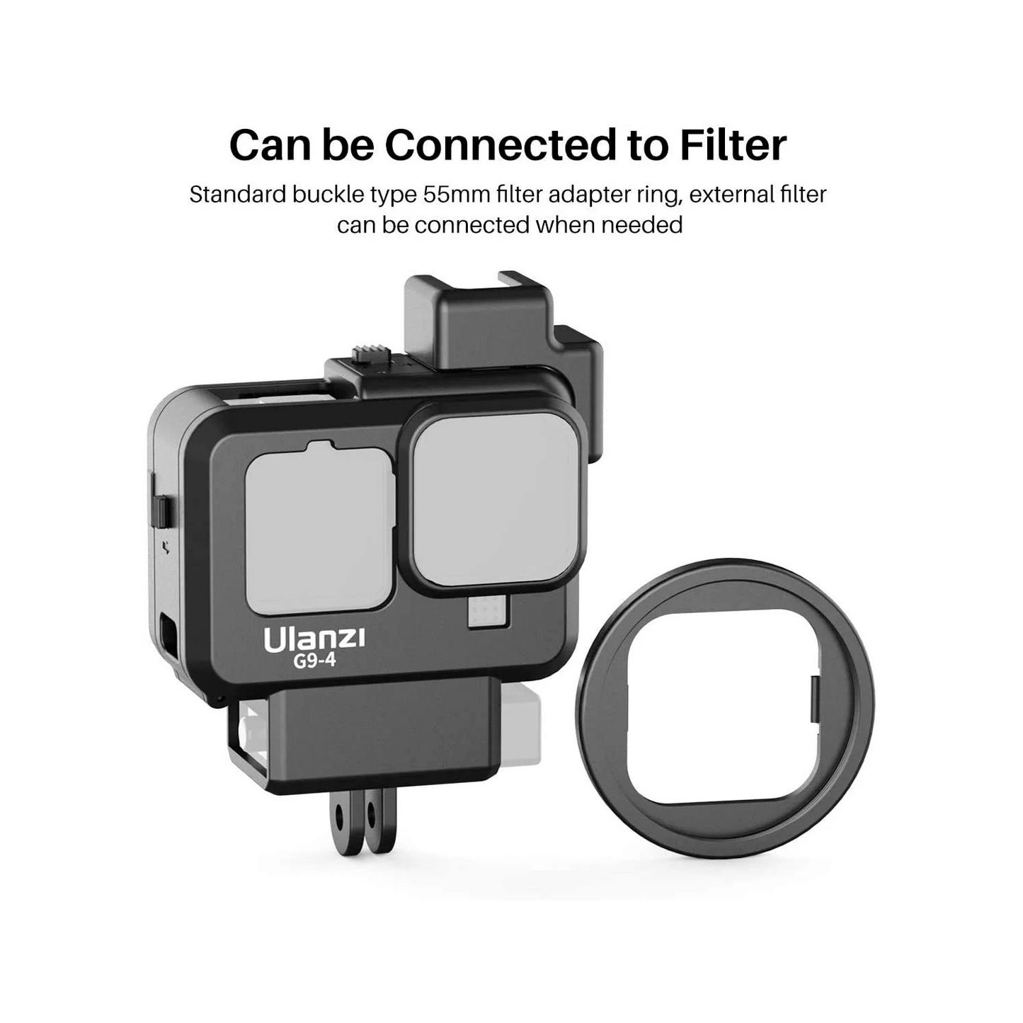 Ulanzi G9-4 Go Pro 9, 10, 11 Plastic Camera Cage with 2 Cold Shoe Mount for Mic and Led Light