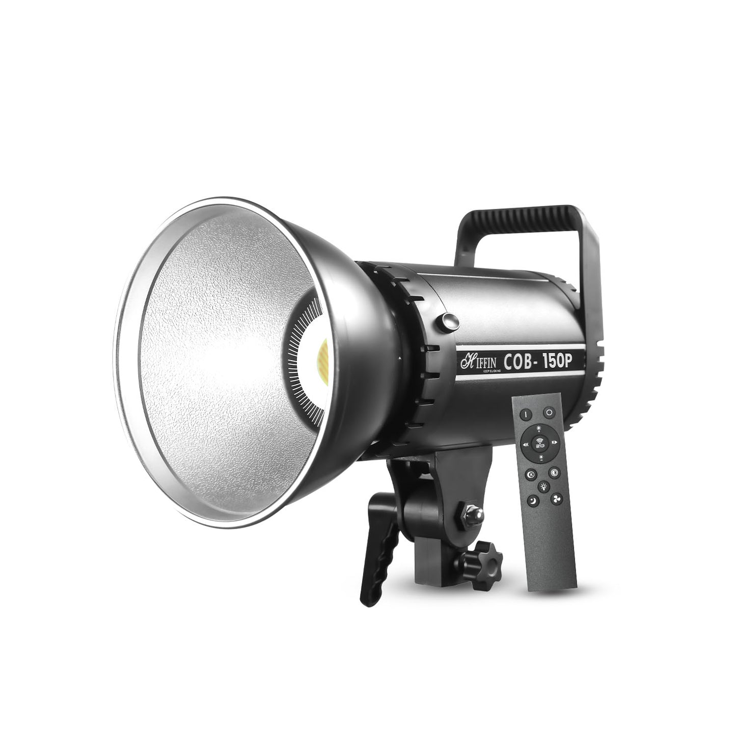 COB-150P 150W Bi-Color LED Video Light 3200K–5600K, 18CM Reflector, 13500 Lux, Dimmable 10–100%, AC Powered