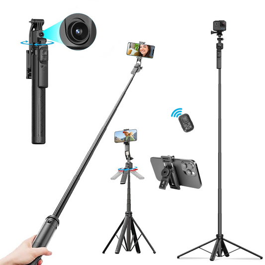 H8 Smart AI 360° Face-Tracking Selfie Stick Tripod, 63in/160cm Quad-Leg Stand