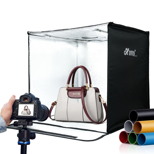 HIFFIN 60X60Cm Professional Photo Studio Portable Light Tent with Two Magnet Led Strips