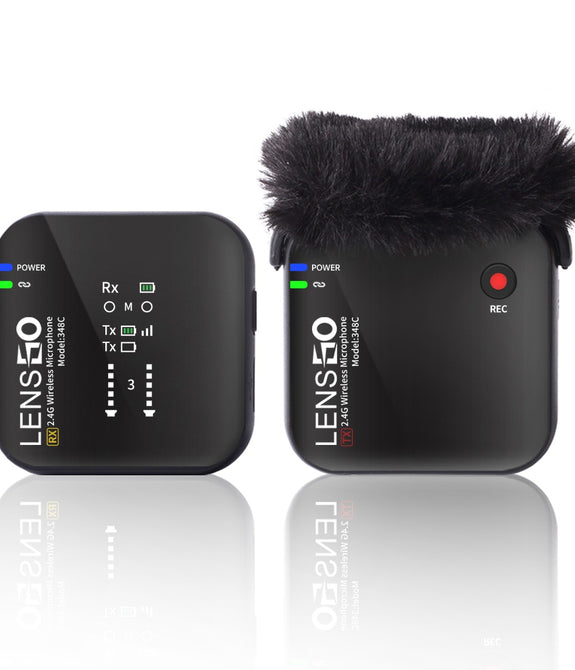 LENSGO 348C - Wireless Go - Compact Wireless Microphone System, Transmitter and Receiver Black Color Edition