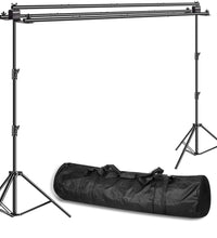 HIFFIN® Triple Crossbar 10 ft Wide 8.5 ft Height Backdrop Stand, Photo Video Studio Heavy Duty Adjustable Photography Muslin Background Support System Kit - 3 in 1 Multi Backdrop Stand