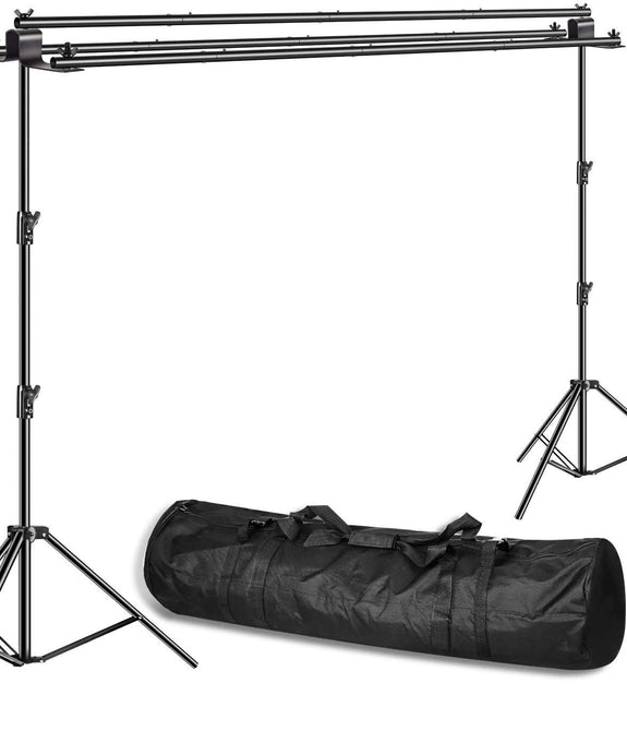 HIFFIN® Triple Crossbar 10 ft Wide 8.5 ft Height Backdrop Stand, Photo Video Studio Heavy Duty Adjustable Photography Muslin Background Support System Kit - 3 in 1 Multi Backdrop Stand