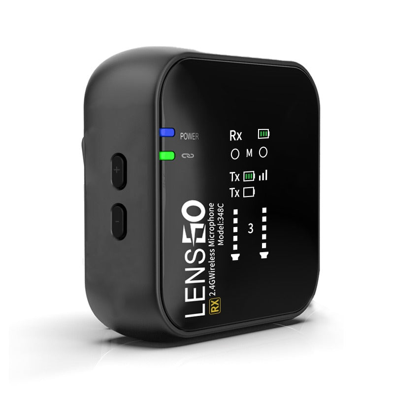 LENSGO 348C - Wireless Go - Compact Wireless Microphone System, Transmitter and Receiver Black Color Edition