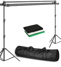 HIFFIN® Triple Crossbar 10 ft Wide 8.5 ft Height Backdrop Stand, Photo Video Studio Heavy Duty Adjustable Photography Muslin Background Support System Kit - 3 in 1 | 3 Curtains