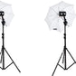 HIFFIN® Studio Home 33 Umbrella Stand Setup with Sungun Pro Bracket Umbrella Adapter B-Bracket and Stand Double Set with Continuous/Video Light with 1000 Watt Halogen Tube B4 Light kit Set of 2