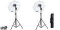 HIFFIN® Studio Home 33 Umbrella Stand Setup with Sungun Pro Bracket Umbrella Adapter B-Bracket and Stand Double Set with Continuous/Video Light with 1000 Watt Halogen Tube B4 Light kit Set of 2