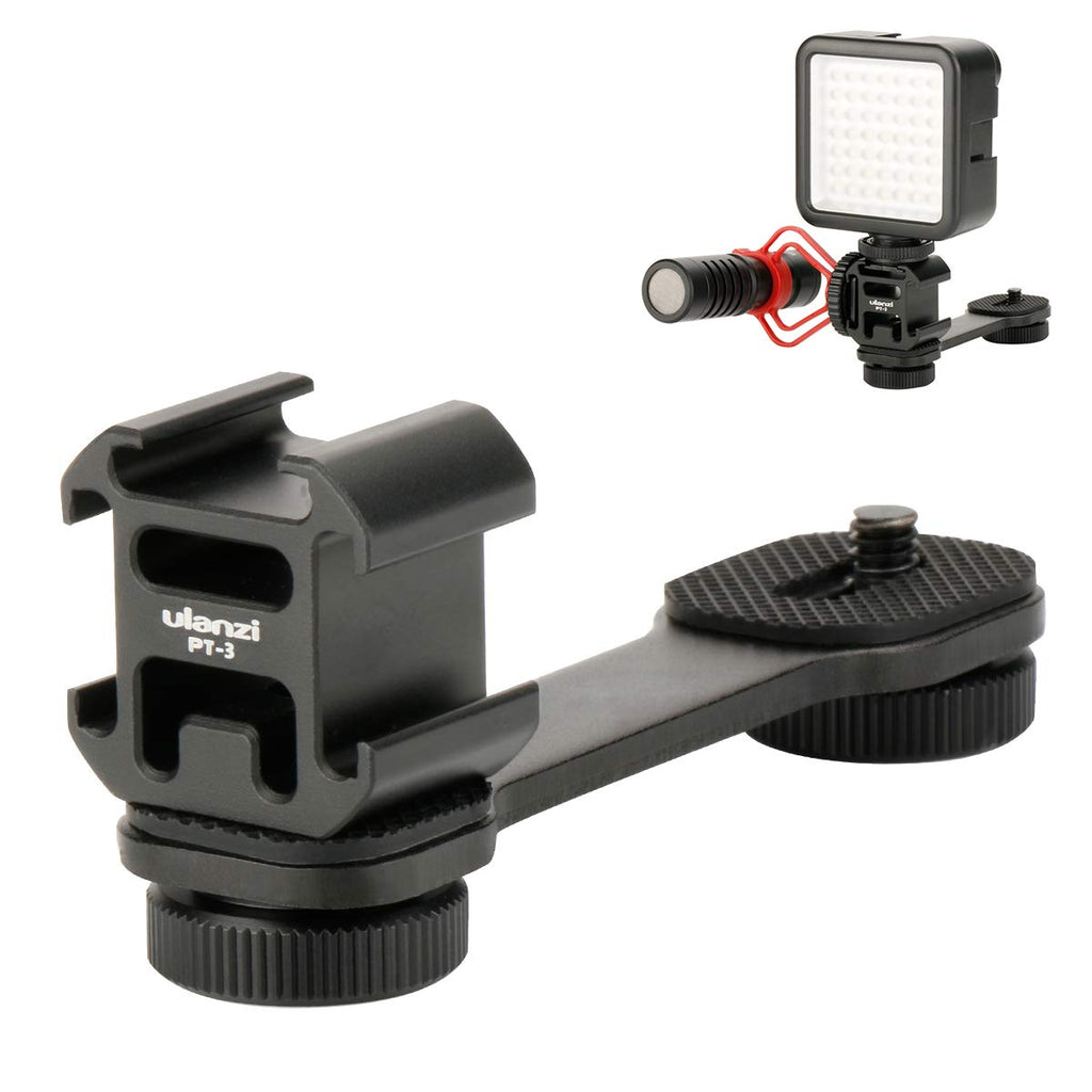ULANZI PT-3 Aluminum Triple Cold Shoe Mount Adapter Vlog Video Microphone Extension Bar for Zhiyun Smooth 4 DJI Osmo Pocket Osmo Mobile 2/Osmo Mobile 3 Feiyutech Vimble 2 3-Axis Gimbal Accessories