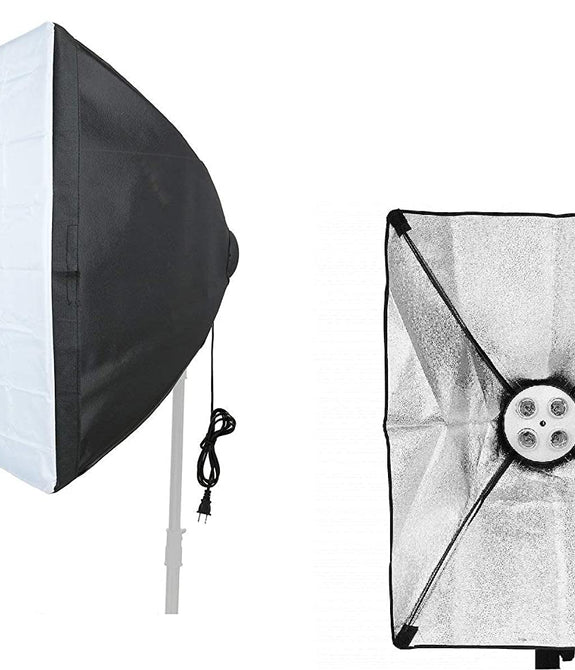 HIFFIN® Set Photography Equipment Kit 50cmx70cm Softbox with 4 in 1 E27 Photo Studio Bulb Holder Base Socket Lamp Bulb Holder Adapter for Photo Video Studio Softbox Video Light - Black