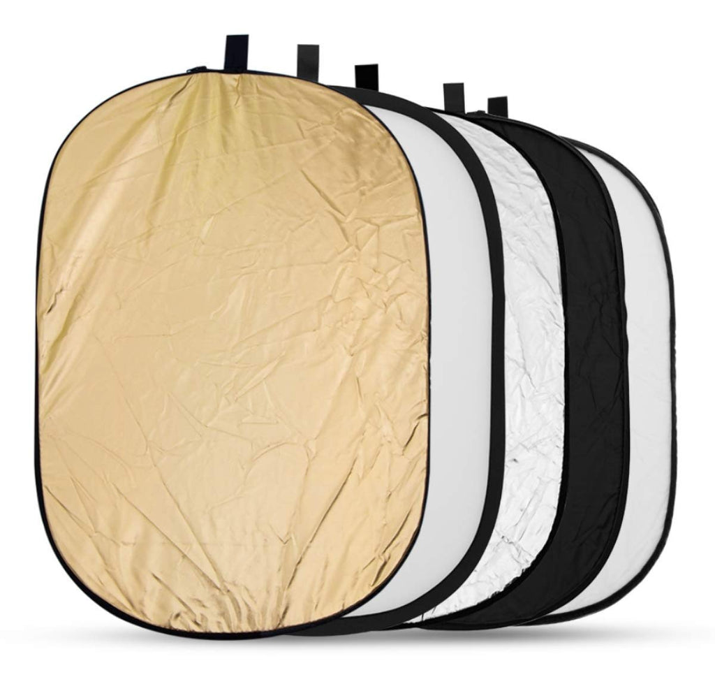 HIFFIN® 40"x 60"/100 x 150CM Photo Light Reflector Photography Kit 5-in-1 Gold/Silver/White/Black/Diffuser with Holder Clip & Collapsible Multi-Disc Carrying Case for Studio Outdoor Lighting