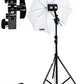 HIFFIN® Studio Home 33 Umbrella Stand Setup with S1 Pro Bracket Umbrella Adapter B-Bracket and Stand Single Set with Continuous/Video Light with 1000 Watt Halogen Tube B4 Light kit Set of 1