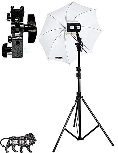 HIFFIN® Studio Home 33 Umbrella Stand Setup with S1 Pro Bracket Umbrella Adapter B-Bracket and Stand Single Set with Continuous/Video Light with 1000 Watt Halogen Tube B4 Light kit Set of 1