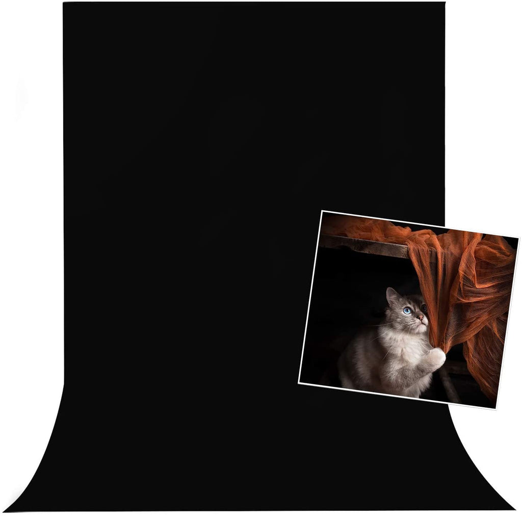 HIFFIN® 8x12 Ft, Black Professional Backdrop for Background Photography Background Stand for Photo Light Studio Accurate Size 8x12 Ft,