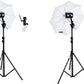 HIFFIN® Studio Home 33 Umbrella Stand Setup With Sungun Semi Heavy Bracket Umbrella Adapter B-Bracket And Stand Double Set With Continuous/Video Light With 1000 Watt Halogen Tube B4 Light Kit Set Of 2