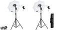 HIFFIN® Studio Home 33 Umbrella Stand Setup With Sungun Semi Heavy Bracket Umbrella Adapter B-Bracket And Stand Double Set With Continuous/Video Light With 1000 Watt Halogen Tube B4 Light Kit Set Of 2