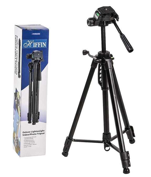 HIFFIN hf-3600 Professional Portable Lightweight Travel Aluminum Camera Tripod Pan Head for Smartphone SLR DSLR Digital Camera (Black)
