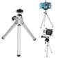 HIFFIN® Mini Table TOP Aluminium Telescopic Tripod with Mobile Clip for Camera, GO PRO,Mobile Phone (Silver) Tripod+Mobile Clip