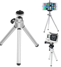 HIFFIN® Mini Table TOP Aluminium Telescopic Tripod with Mobile Clip for Camera, GO PRO,Mobile Phone (Silver) Tripod+Mobile Clip