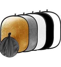HIFFIN® Portable 5 in 1 59"x79"/150x200cm Translucent, Silver, Gold, White, and Black Collapsible Round Multi Disc Light Reflector for Studio or Any Photography Situation