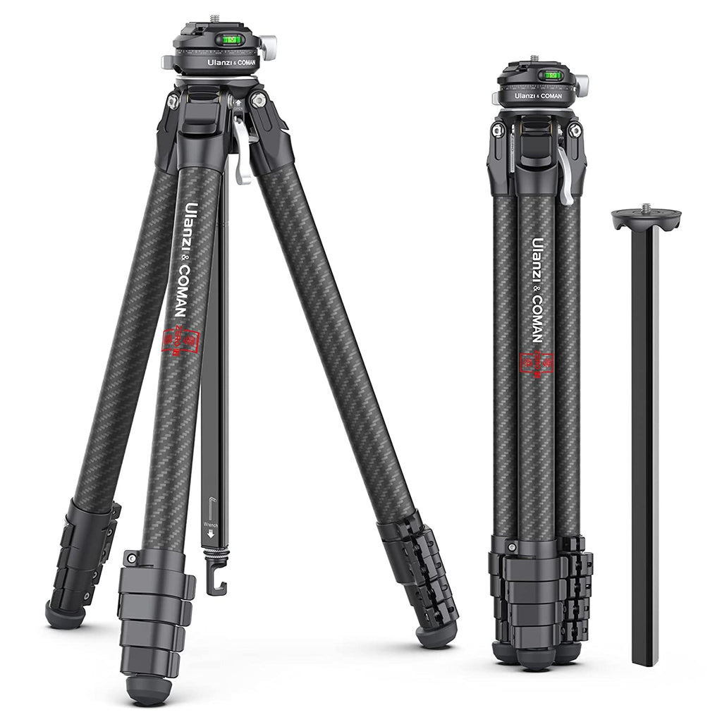 ULANZI Zero Y Professional Camera Tripod, 62.6" Lightweight Carbon Fiber Camera Tripod with Quick Release 1/4" Screw & 360° Ballhead, for Most Cameras/DSLR/Projector, Weight 2.4lbs, Maxload 39.6lbs