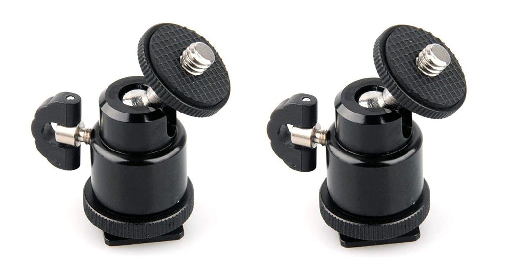 HIFFIN® 2 Pcs Combo Swivel Mini Ball Head 1/4" Screw 360 Degree Aluminum Alloy Body Rotating Swivel Mini Tripod Ball Head with 1/4" Screw Thread Base Mount for Lighter Camera Camcorder