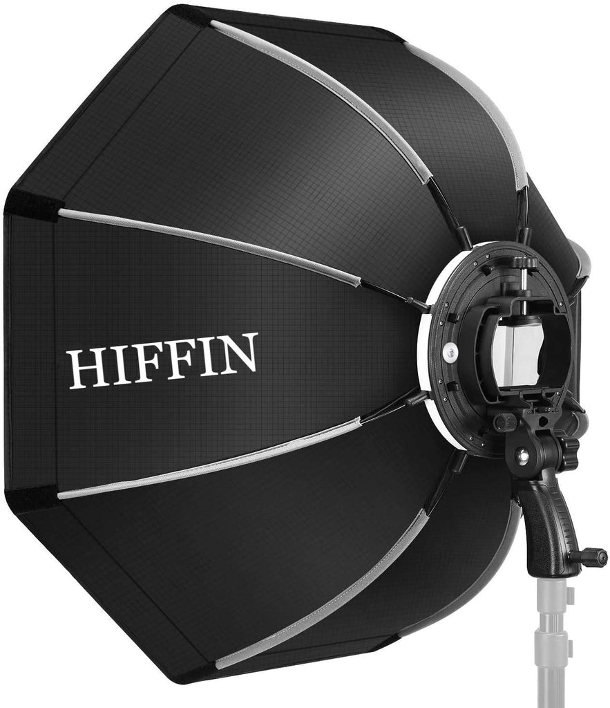 HIFFIN® Octagonal Softbox with S-Type Bracket Holder (with Bowens Mount) and Carrying Bag for Speedlite Studio Flash Monolight, Portrait and Product Photography (60 cm)
