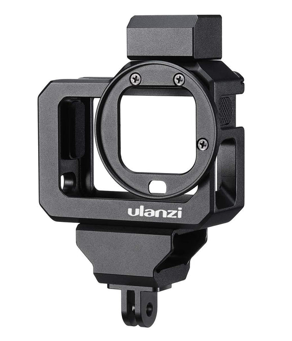 ULANZI G8-5 Aluminum Video Cage for GoPro 8, Dual Cold Shoe Mount Vlog Case Housing Shell Protective Frame Mount w 52mm Filter Adapter Charging Interface for GoPro Hero 8 Black