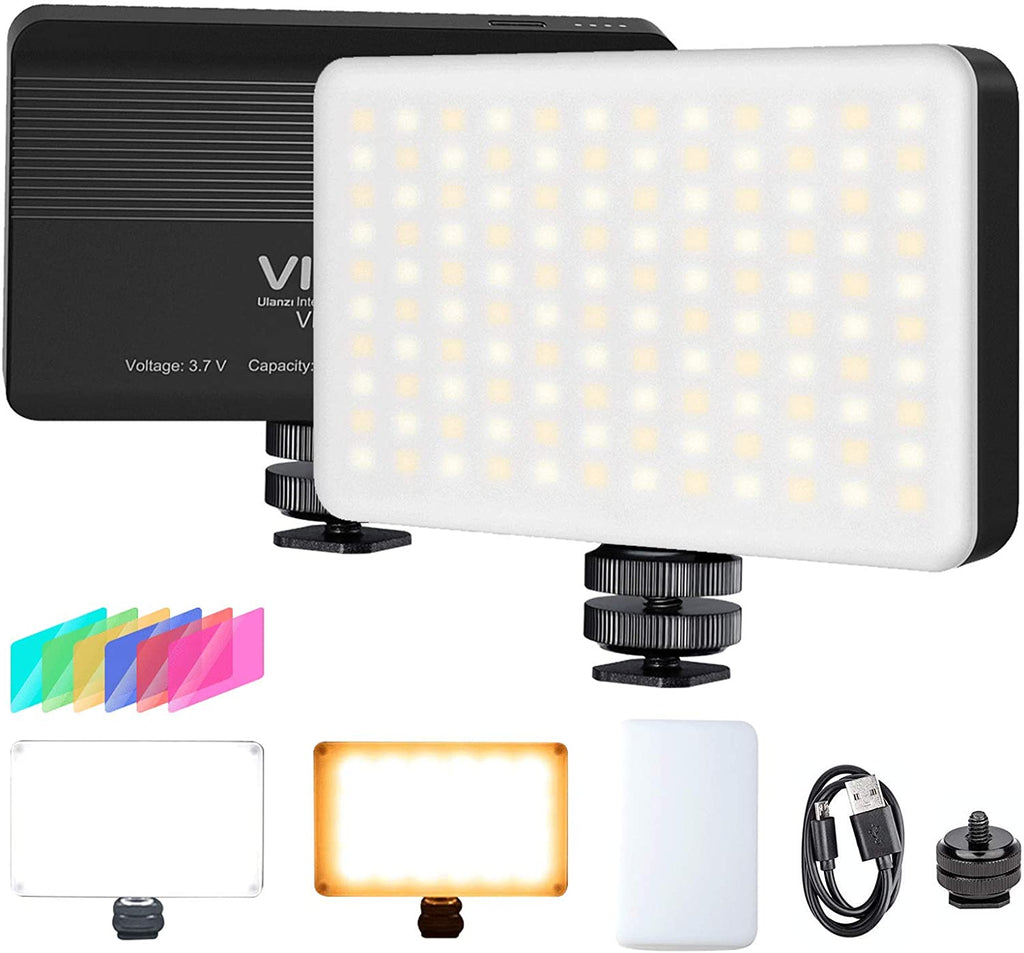 VIJIM VL120 LED on Camera Video Light,Mini Bi-Color LED Camera Light,Portable Photography Lighting w 6 Color Filters, 3100mAh Rechargeable CRI 95+ 3200K-6500K Dimmable LED Panel Light for DSLR Camera