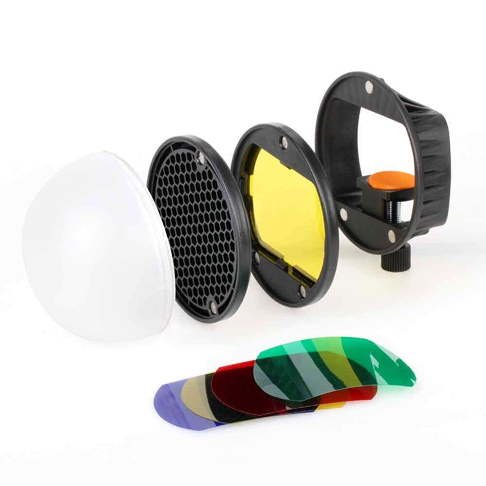 HIFFIN® Flash Diffuser Light Softbox Speedlite Flash Accessories Kit Color Filter Honeycomb Grid Reflector Diffuser Ball with Universal Magnetic Mount for Canon Sony viblitz Speedlite