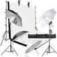 HIFFIN®Daylight Umbrella Continuous Lighting Kit, 8x14ft Background Support System with 2 Muslin backdrops (Black and White) for Photo Studio & 18 W Bulb Product, Portrait and Video Shoot Photography