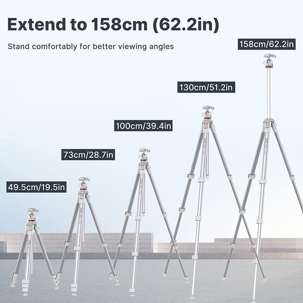 ULANZI MT-55 Camera Travel Tripod White, for Sony Canon DSLR Camera Video Shooting Portabl Tripod Mount w