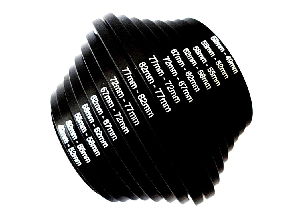 HIFFIN Lens Filter Step Up and Step Down CONVERTION Rings Set 16Pcs 49 mm-82 mm and 82 mm-49Mm As Hood