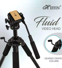 HIFFIN HF 880 (65 Inch) Aluminum Light Weight Tripod | with Fluid Video Head | for DSLR & Video Cameras| Maximum Operating Height: 5.45 Feet | Maximum Load Upto: 7 kgs