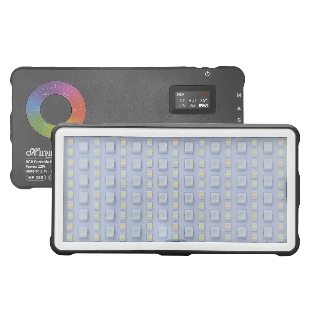 HIFFIN HF-138 Portable Pocket RGB LED 12w Video Light | 4000 MaH Inbuilt Battery | 2500K-9000K Full Color 20 Lighting Effect Modes Ultra Bright Camera Lighting for Vlogging