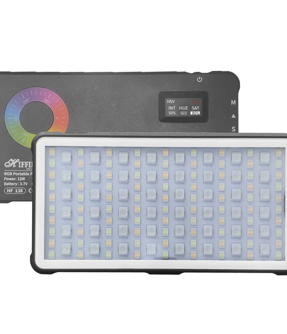 HIFFIN HF-138 Portable Pocket RGB LED 12w Video Light | 4000 MaH Inbuilt Battery | 2500K-9000K Full Color 20 Lighting Effect Modes Ultra Bright Camera Lighting for Vlogging
