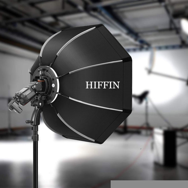HIFFIN® 65cm Flash Speedlite Softbox Portable Outdoor Octagon Umbrella Softbox with 9 fit Light Stand for ptoto Studio