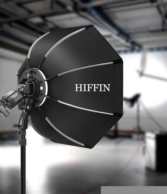 HIFFIN® 65cm Flash Speedlite Softbox Portable Outdoor Octagon Umbrella Softbox with 9 fit Light Stand for ptoto Studio