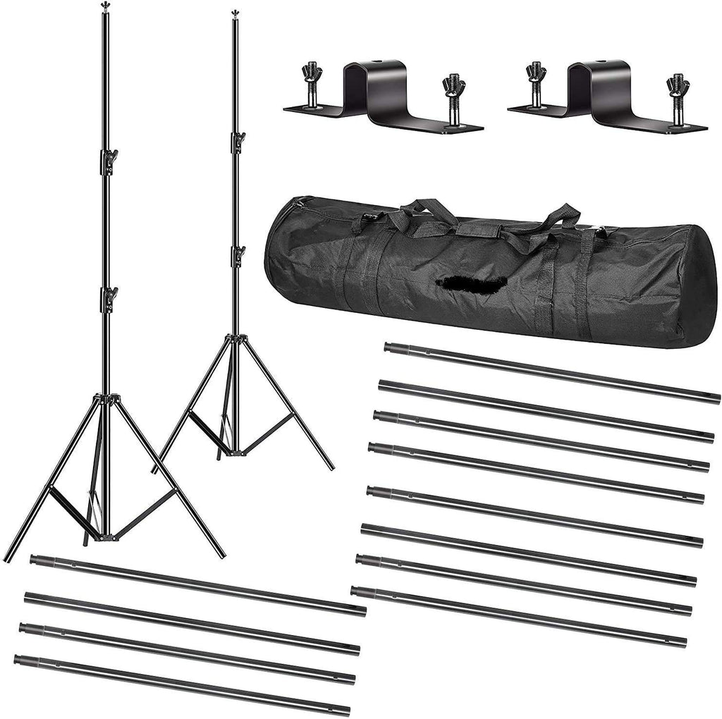 HIFFIN® Triple Crossbar 10 ft Wide 8.5 ft Height Backdrop Stand, Photo Video Studio Heavy Duty Adjustable Photography Muslin Background Support System Kit - 3 in 1 Multi Backdrop Stand