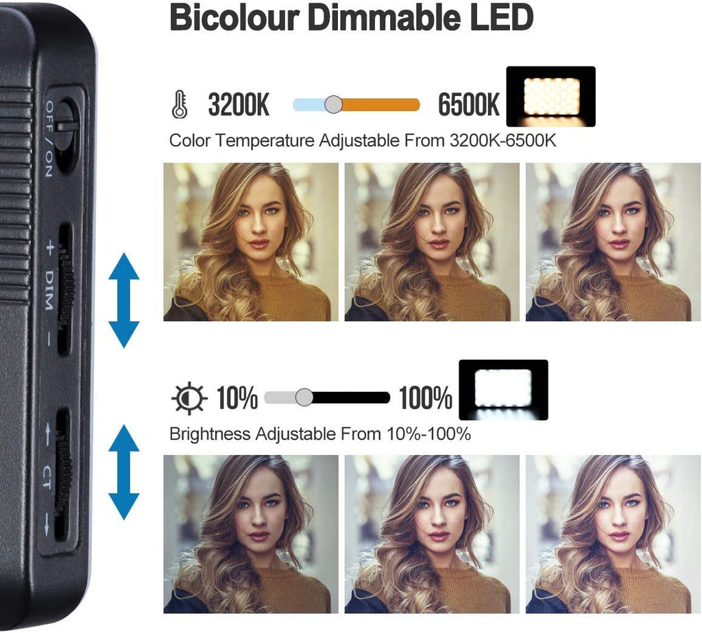 VIJIM VL120 LED on Camera Video Light,Mini Bi-Color LED Camera Light,Portable Photography Lighting w 6 Color Filters, 3100mAh Rechargeable CRI 95+ 3200K-6500K Dimmable LED Panel Light for DSLR Camera